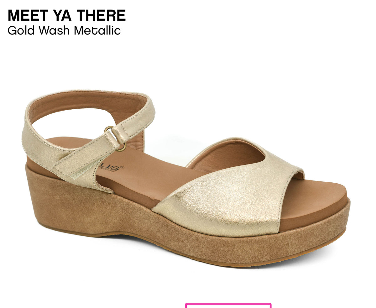 Corkys Meet Ya There Gold Wash Metallic Wedge