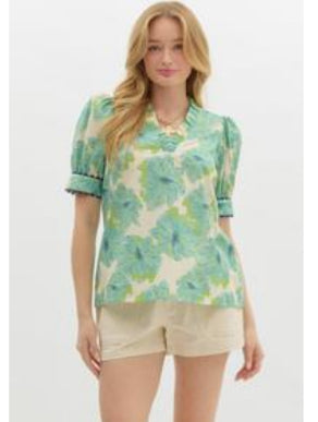 Mint Floral Top