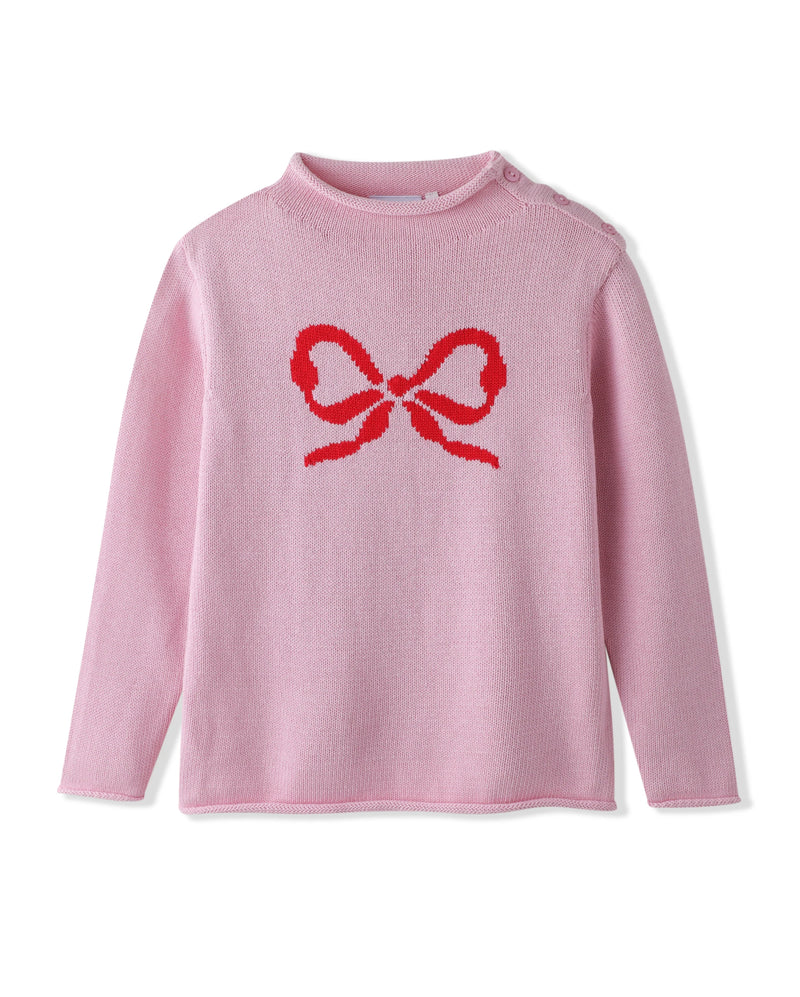 SWOON BABY ROLLED PINK W/ RED BOW FALL HOLIDAY GIRL SWEATER