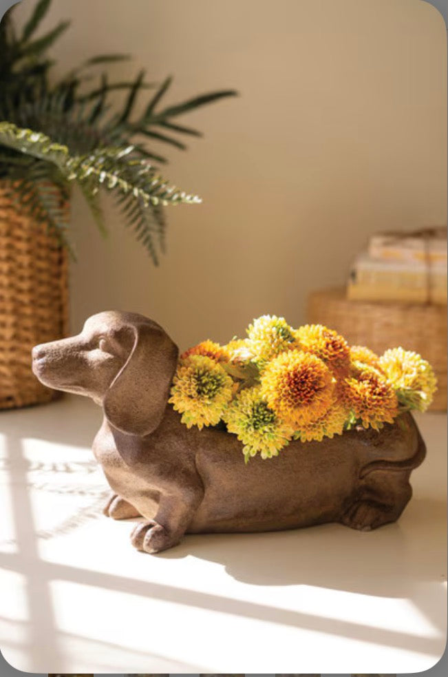 Cement Dachshund Planter