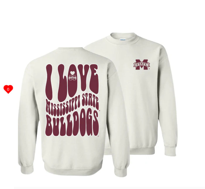 COLLEGE-MISSISSIPPI LOVE TEAM SWEATSHIRT-WHITE