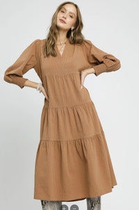 Textured Tiered Midi Dress