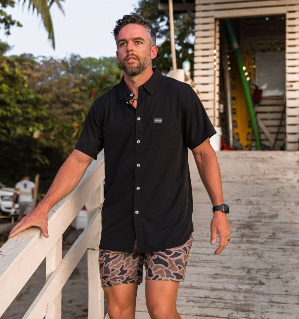 Burlebo-Performance Button Up-Black