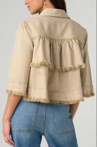 Liverpool 3/4 Sleeve Frayed Flounce Jacket (Copy)
