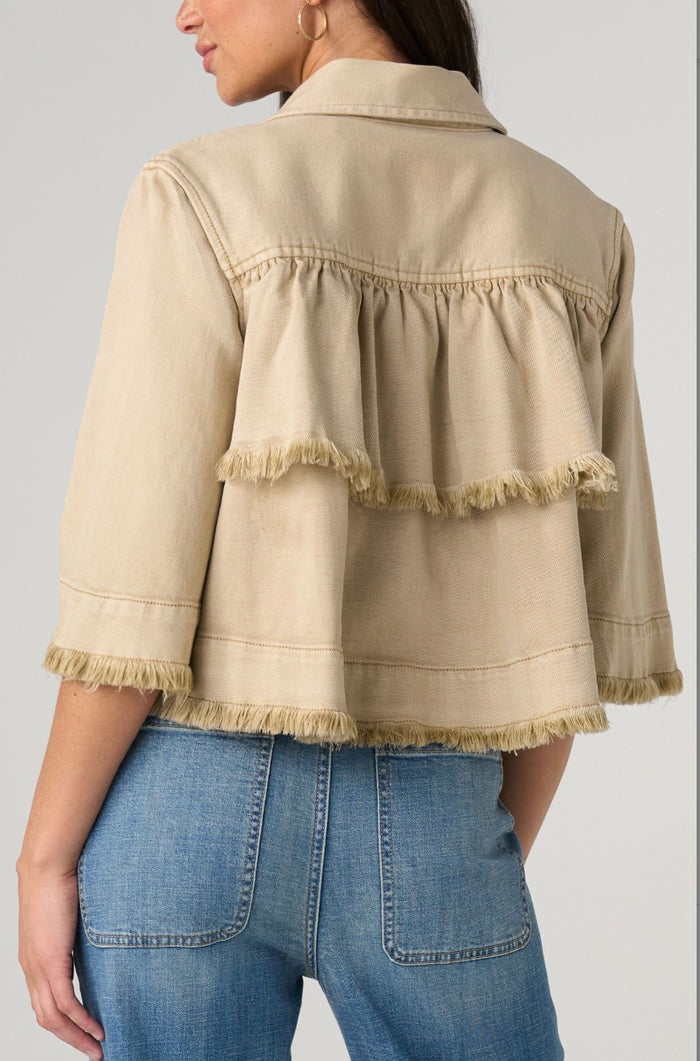 Liverpool 3/4 Sleeve Frayed Flounce Jacket