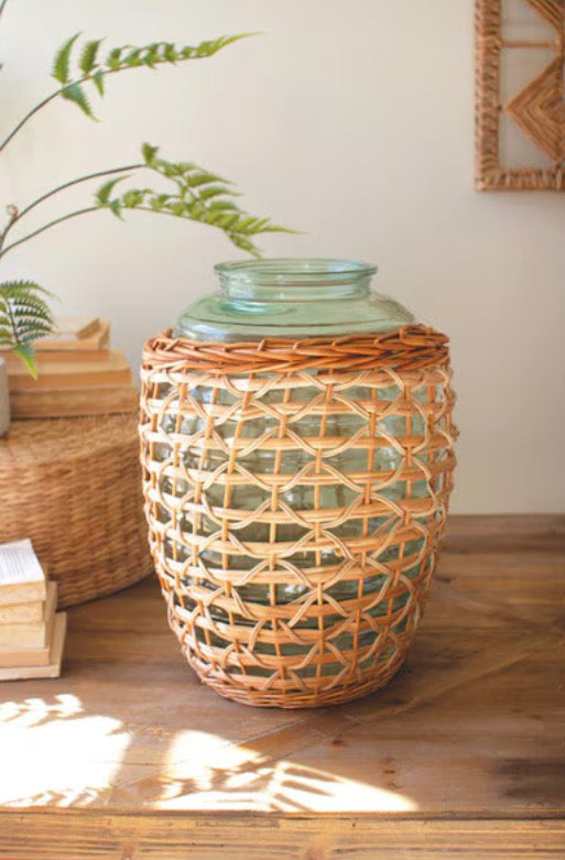 Willow Wrapped Glass Vessel