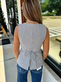 Stripe Business Causal Preppy Chic Modern Vest Top