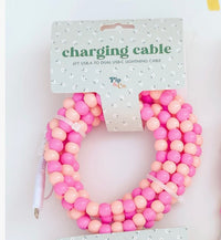 6ft Beaded Phone Charger USB-A & Dual USB-C Lightning Cable