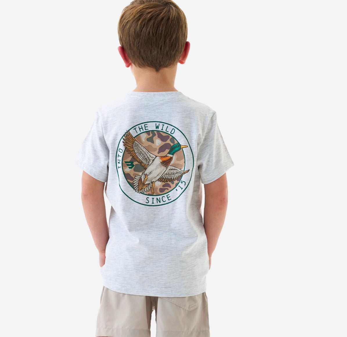 Burlebo-Boy’s Tee -CAMO MALLARD DUCK - HEATHER ASH GREY