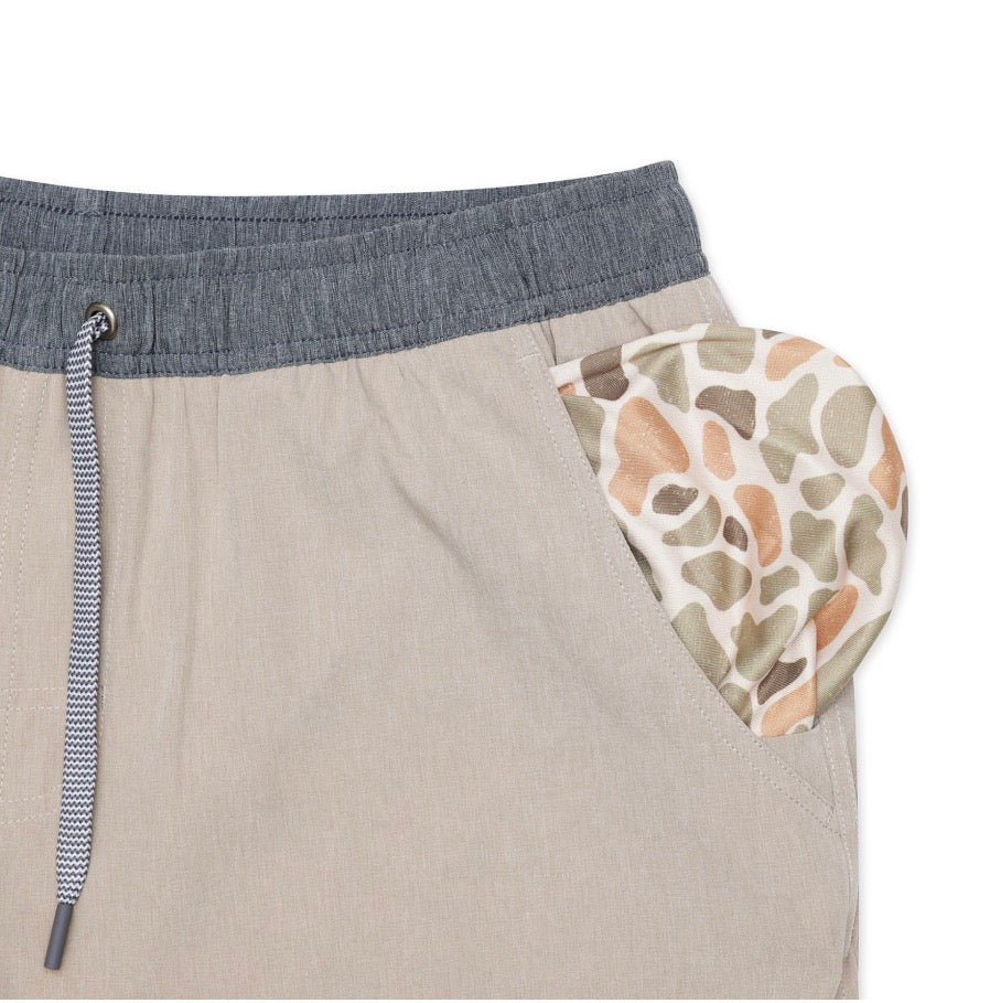 Burlebo-5.5” Athletic Short -HEATHER KHAKI - VENADO CAMO LINER