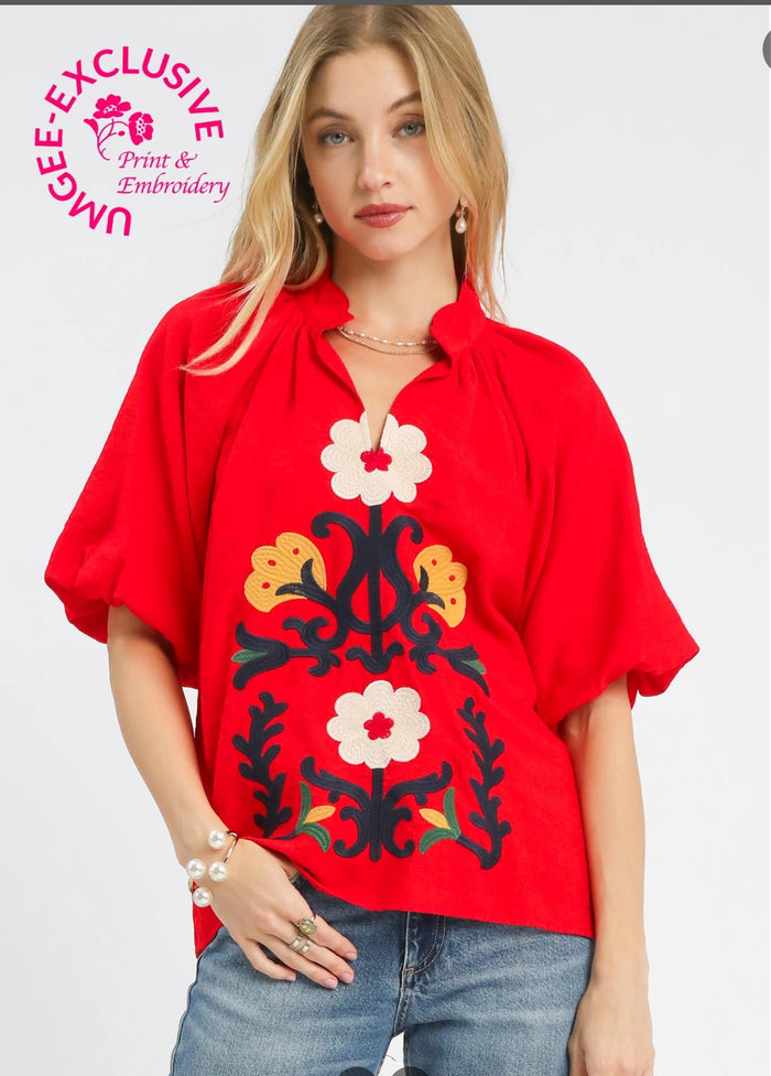 Embroidered Boho Top