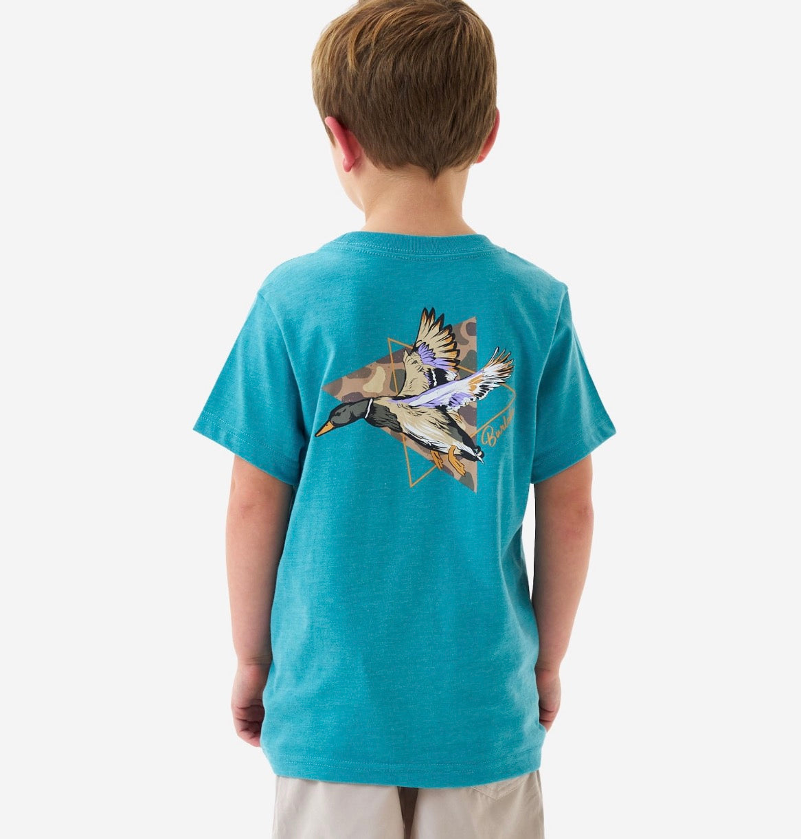 Burlebo-Youth Tee - SS -PINTAIL TRIANGLE DUCK - HEATHER CYAN