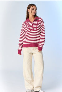 Melody Half-Zip Stripe Sweater