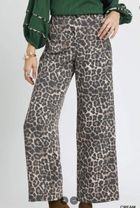 Animal Print Non- Stretch Wide Leg Pants