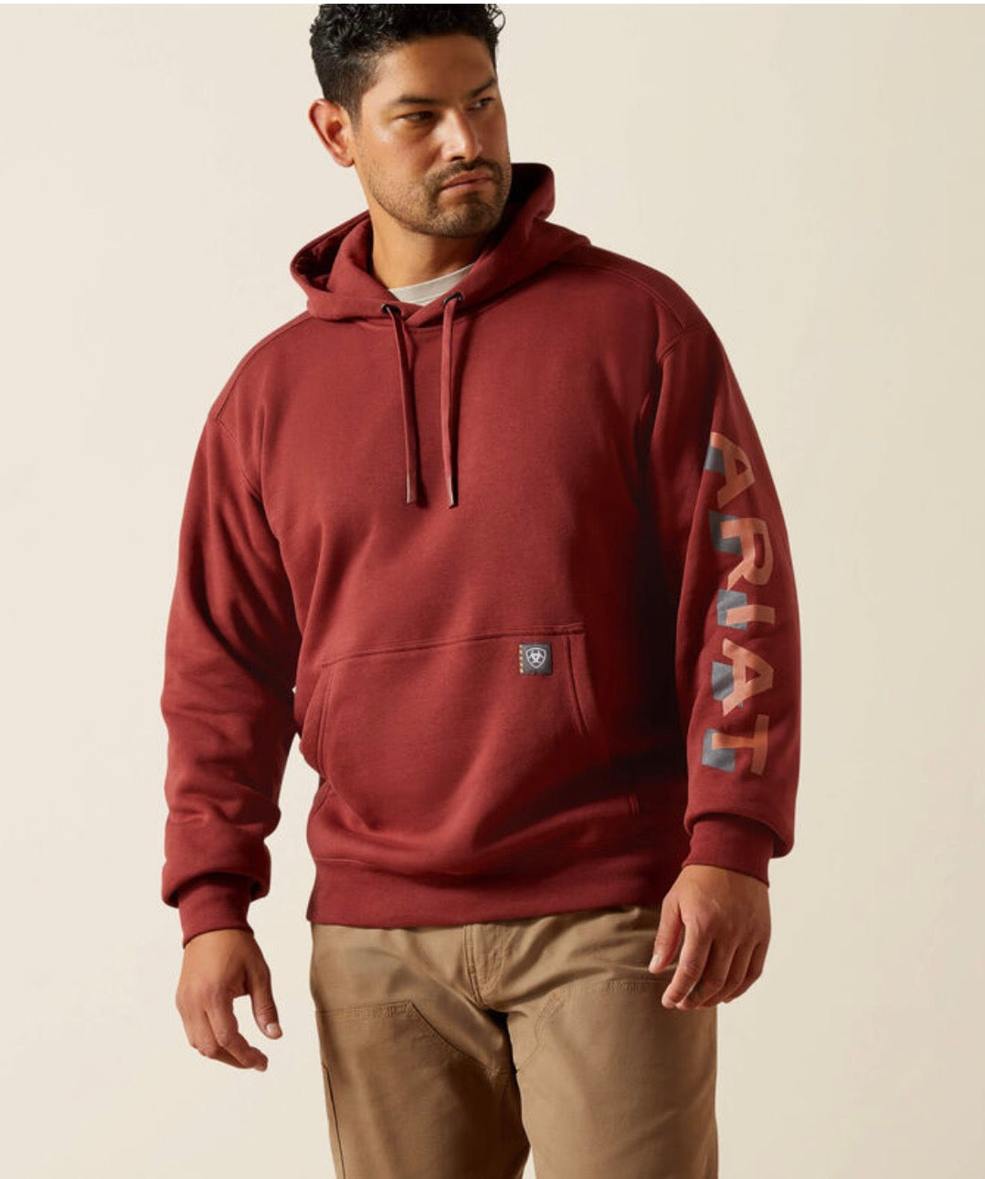Rebar Lightweight Logo Hoodie Madder Brown