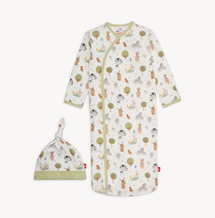 Magnetic Me Funny Farm Organic Cotton Gown+hat