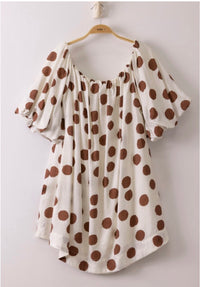 Elastic Detail Polka Dot Woven Min Dress