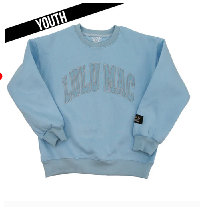 LULU MAC YOUTH LIGHT BLUE MONO SWEATSHIRT