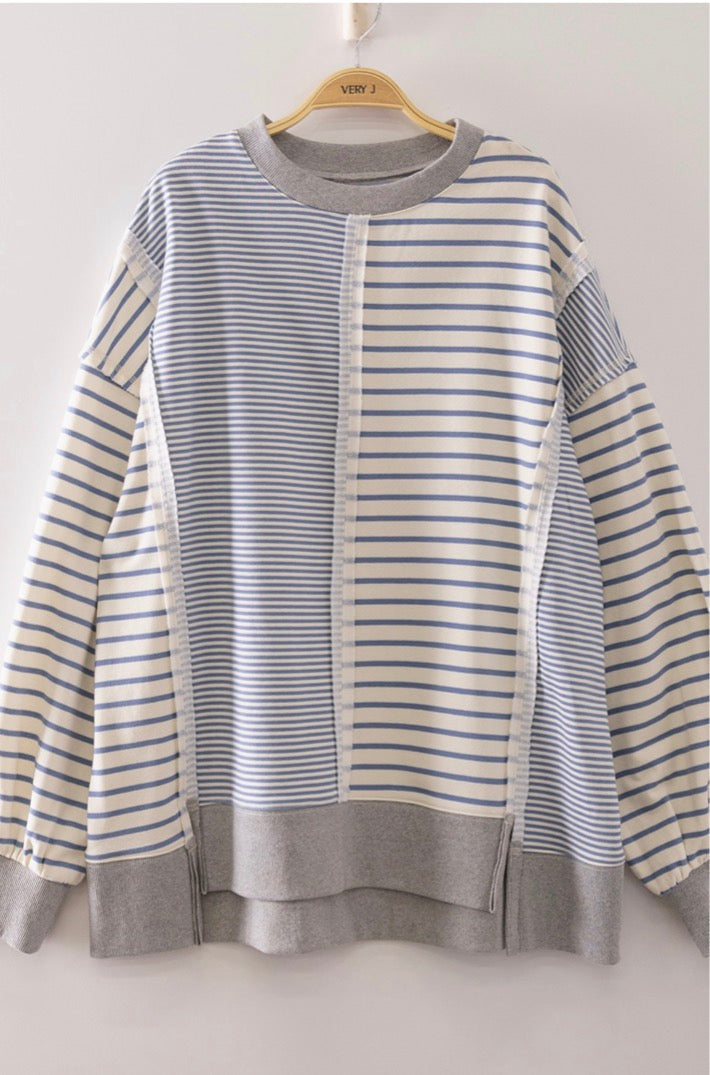 Mixed Stripe Contrast Sweatshirt

NT12765-1