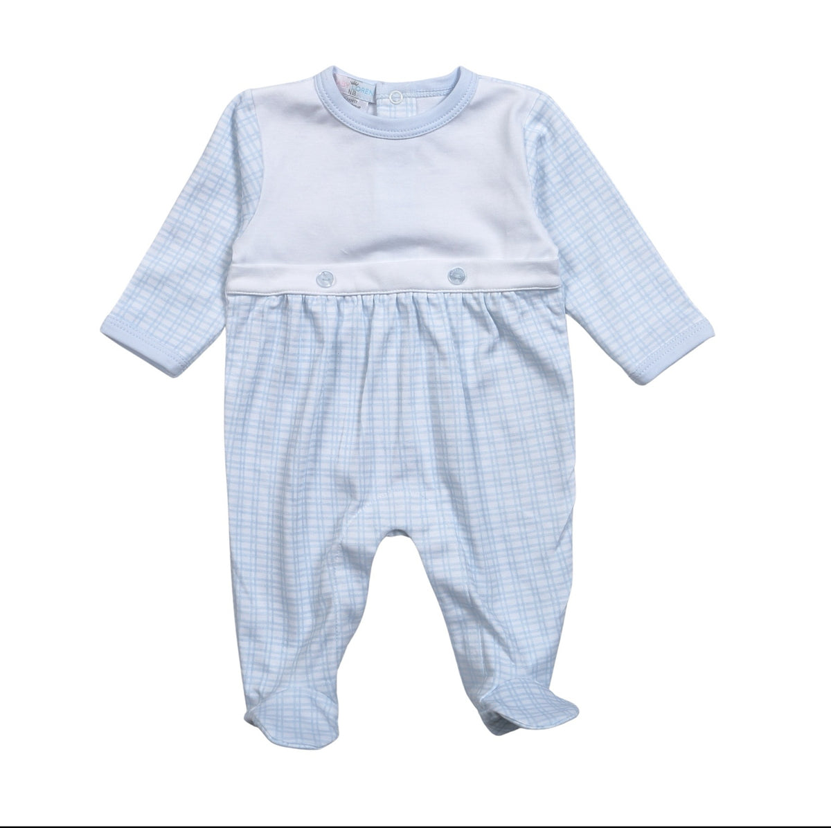 Baby Loren Blue Plaid Pima Romper