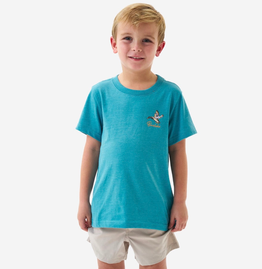Burlebo-Youth Tee - SS -PINTAIL TRIANGLE DUCK - HEATHER CYAN