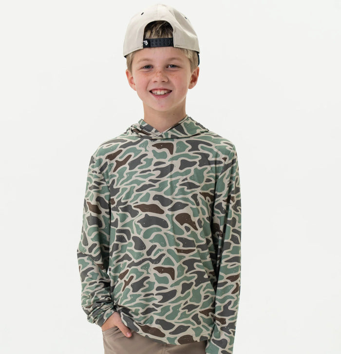 Burlebo- youth performance hoodie-Retro Duck Camo