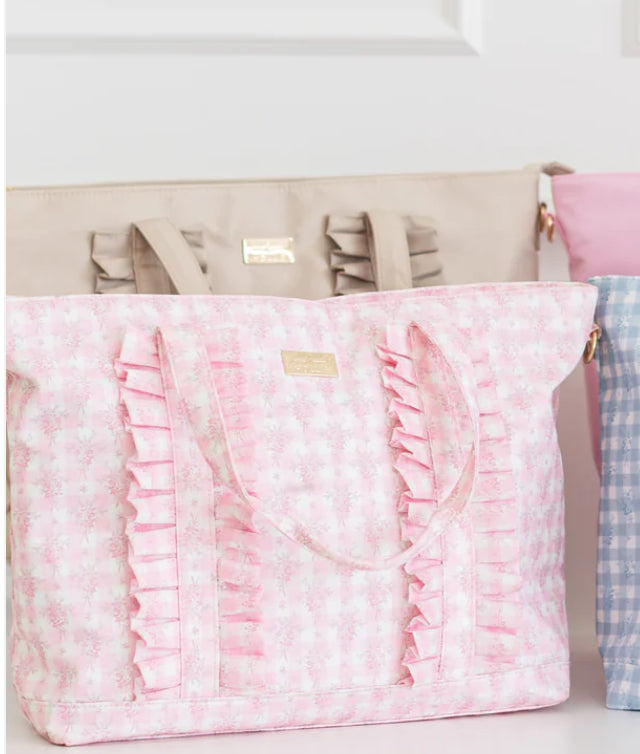 HOLLIS Ruffled Nylon Tote Bag Pink