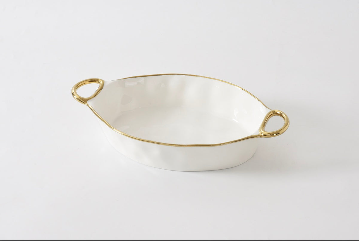 Pampa Bay Oval Baking Dish in Golden Handles
