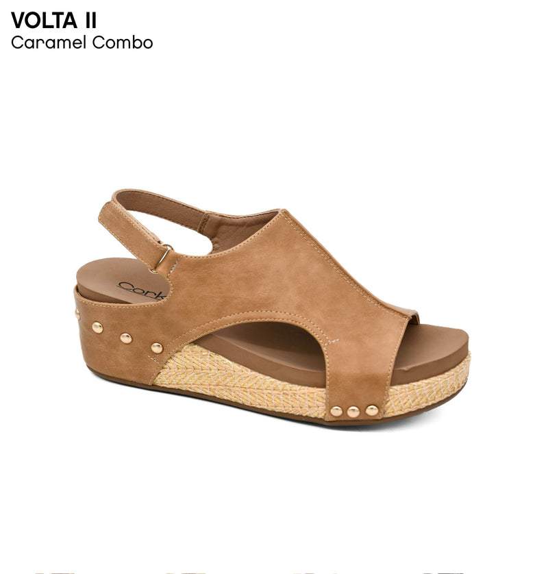 Corkys Volta Wedges Caramel Combo