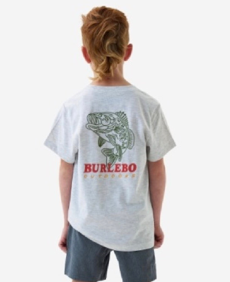 Burlebo-Youth Tee - Youth Short Sleeve Tee - FISH WILD - HEATHER ASH GREY