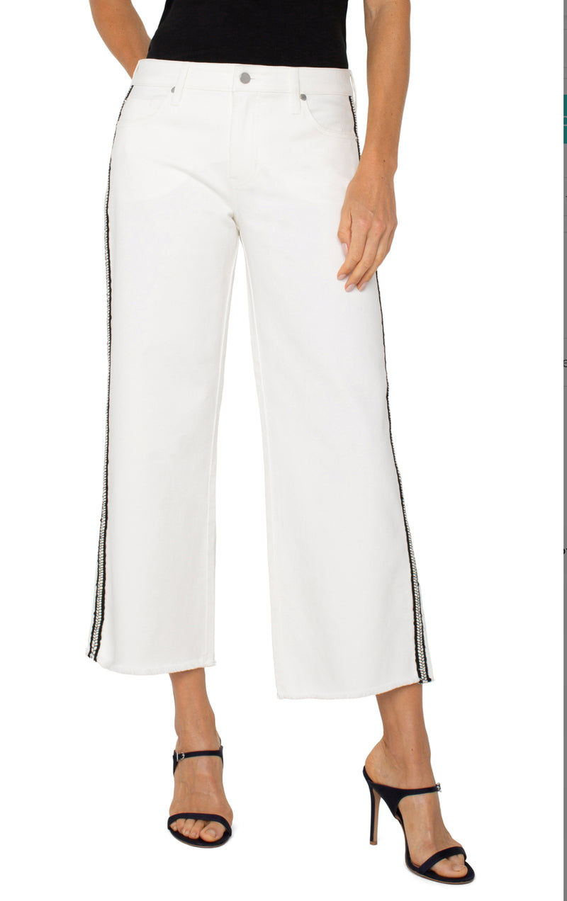Liverpool stride high rise crop wide w/ fray hem bright white