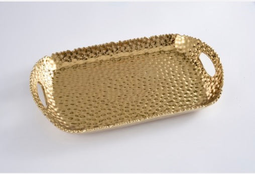 Pampa Bay PB Rectangular Solid Gold Tray with Handles