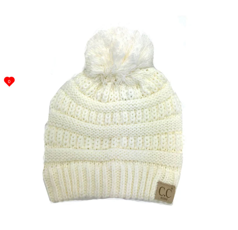 C.C. POM PALE PINK KID BEANIE