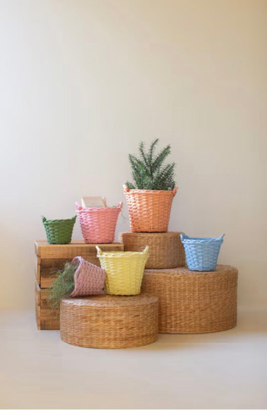 Multi-Color Willow Baskets with Handles