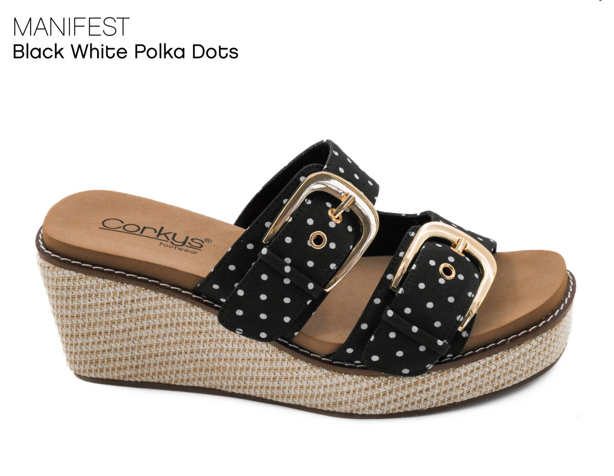 CORKYS MANIFEST- Black White Polka Dots