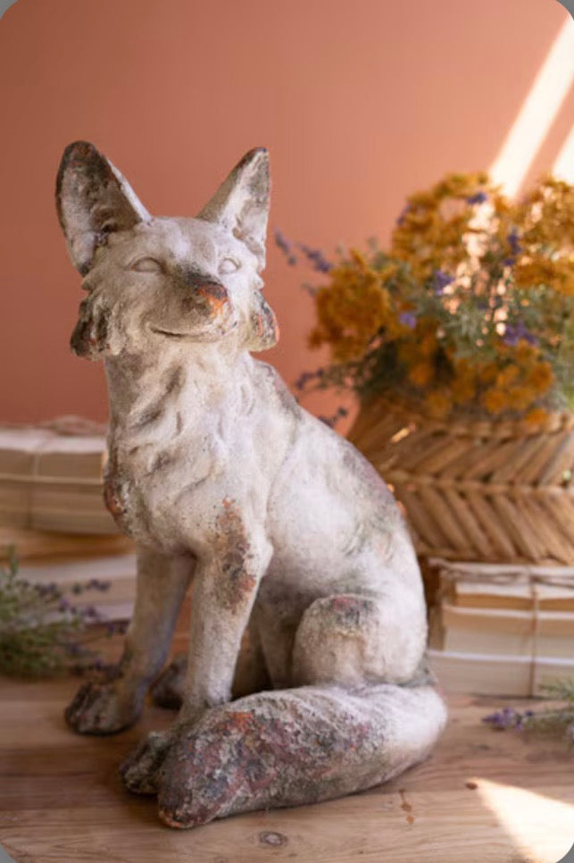 Faux Concrete Sitting Fox