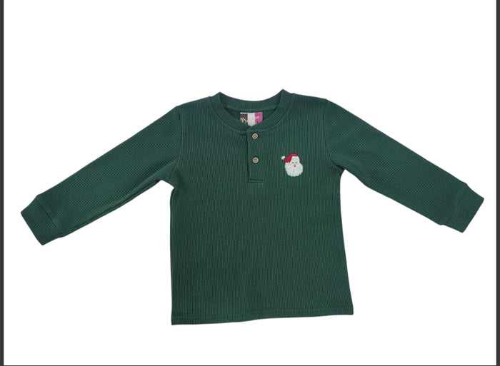Banana Split Boys Henley Shirt–Santa (Emerald Green)