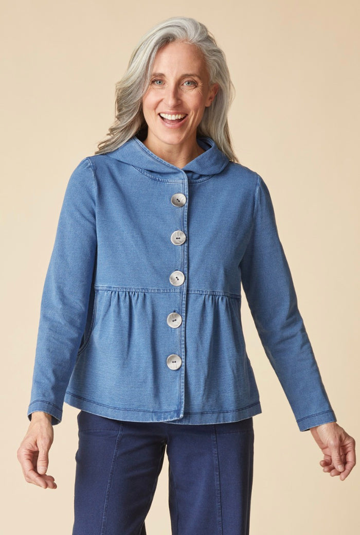 HABITAT STONEWASH COTTON  SHIRRED HOODIE