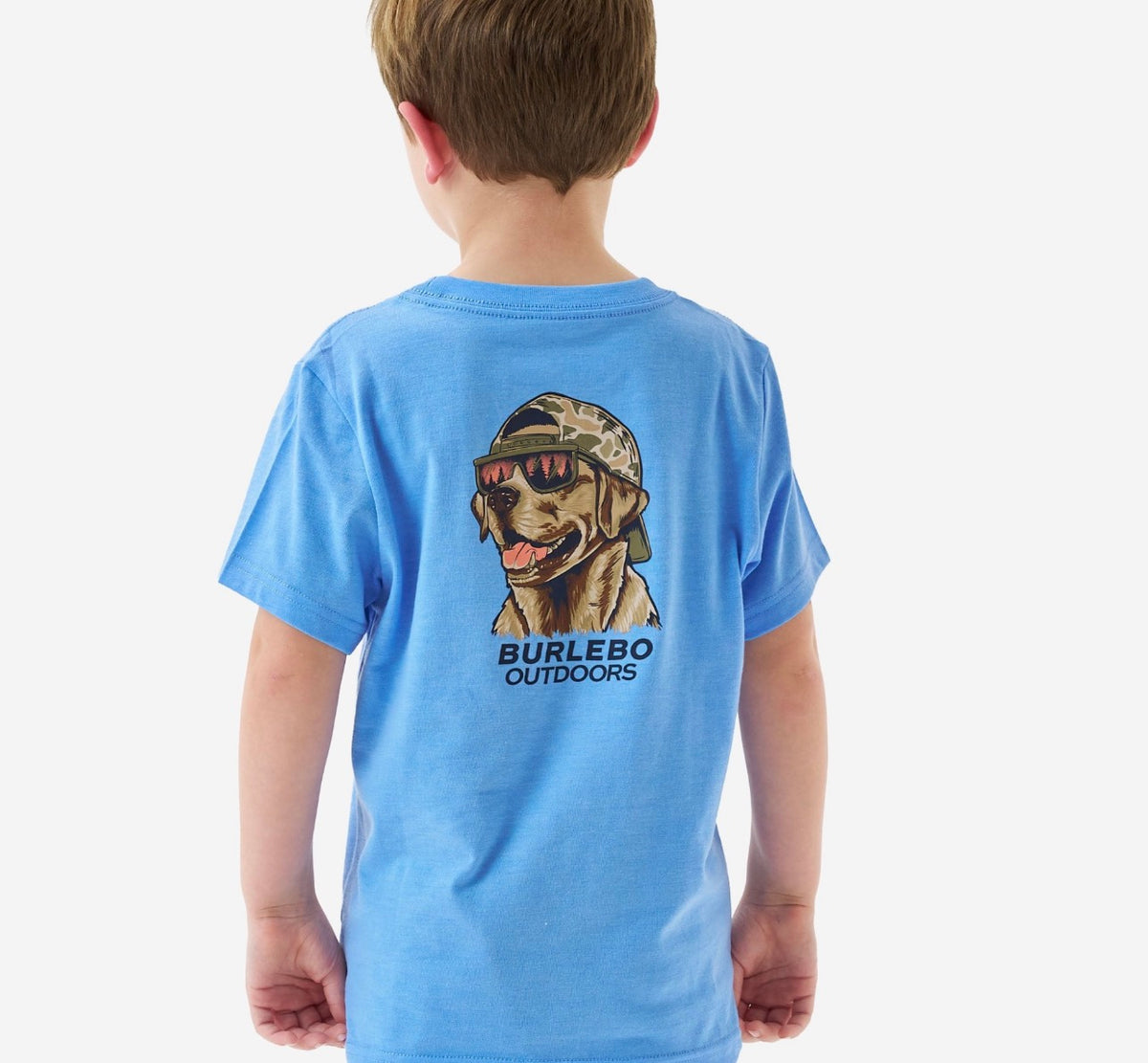Burlebo-Boy’s Tee - mallard camo dog -heather periwinkle