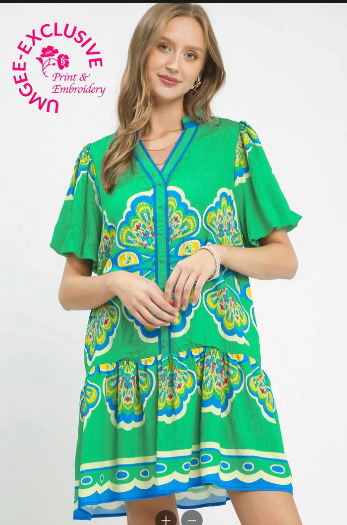 Boho Flutter Sleeve Tiered Mini Dress