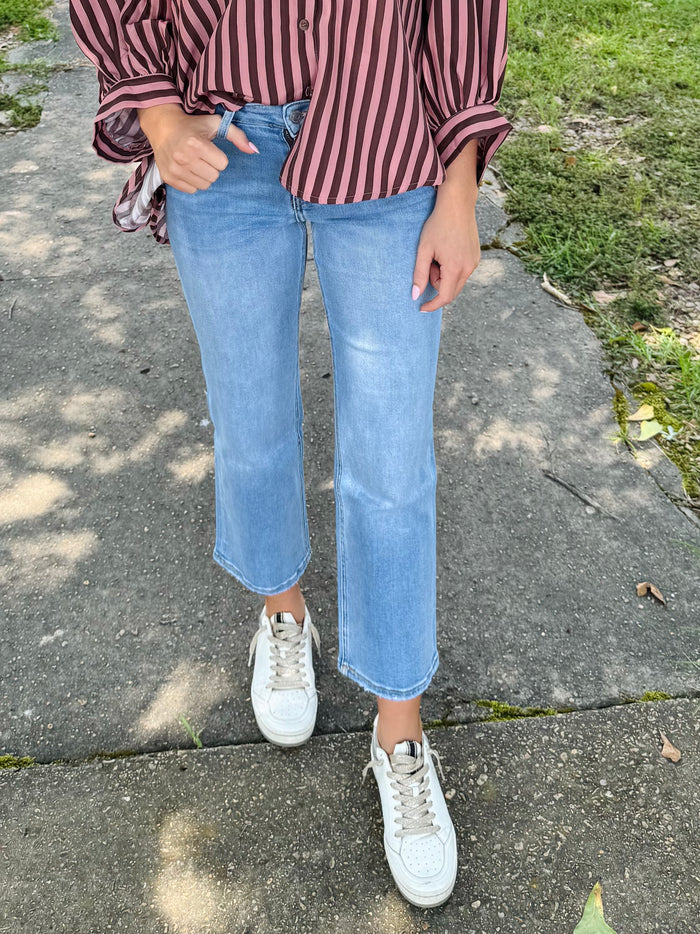 Vervet High Rise Crop Slim Wide Jeans