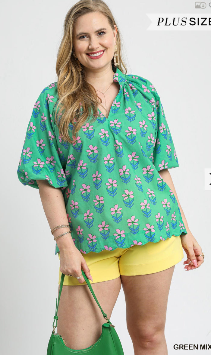 Floral Puff Sleeve Blouse