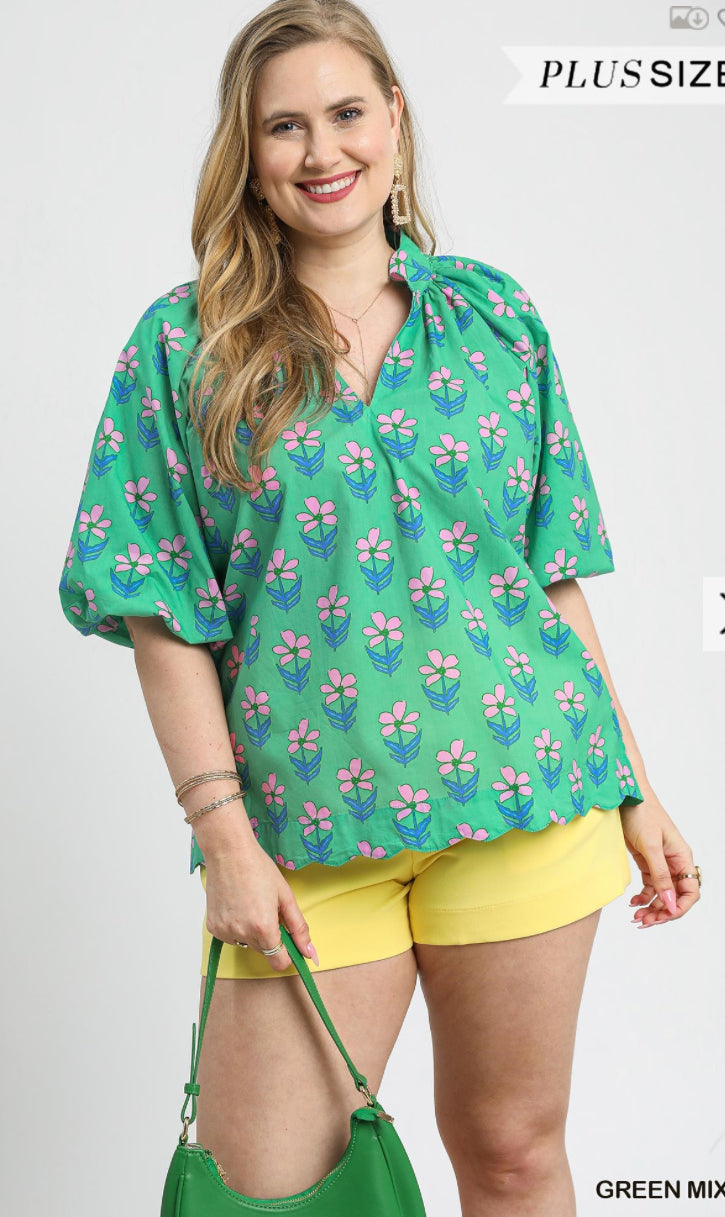 Floral Puff Sleeve Blouse