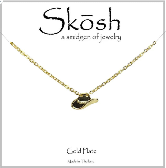 Skosh Gold Plated Brass Cowboy Hat with 16" chain 58-111