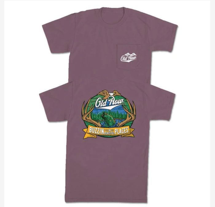 OLD ROW BUZZIN IN BEAUTIFUL PLACES POCKET TEE-BERRY