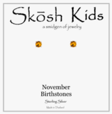 Skosh Kids Birthstone Ear Rings November, Silver 56-141-11