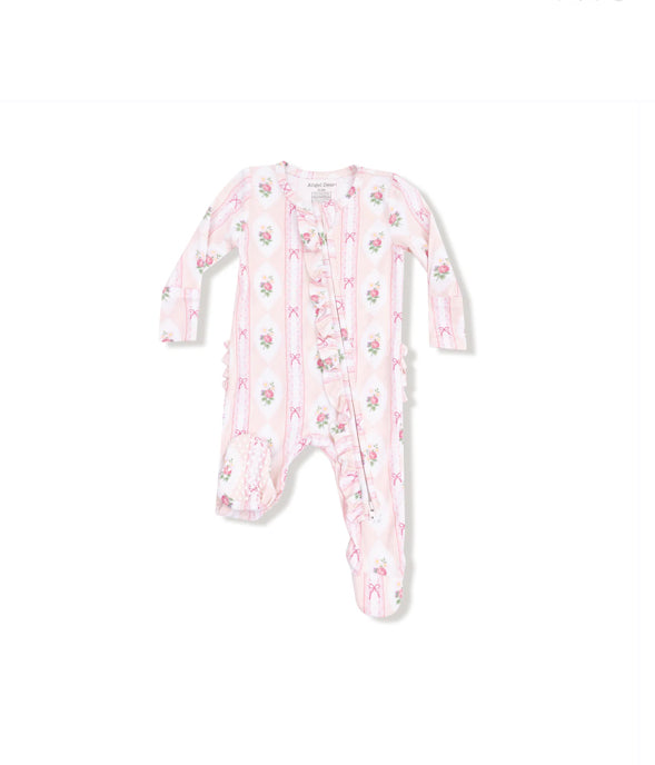 Angel Dear Ogee Lace Floral 2 Way Zipper Footie