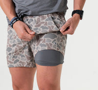 Burlebo-5.5” Athletic Short -CLASSIC DEER CAMO - GREY LINER