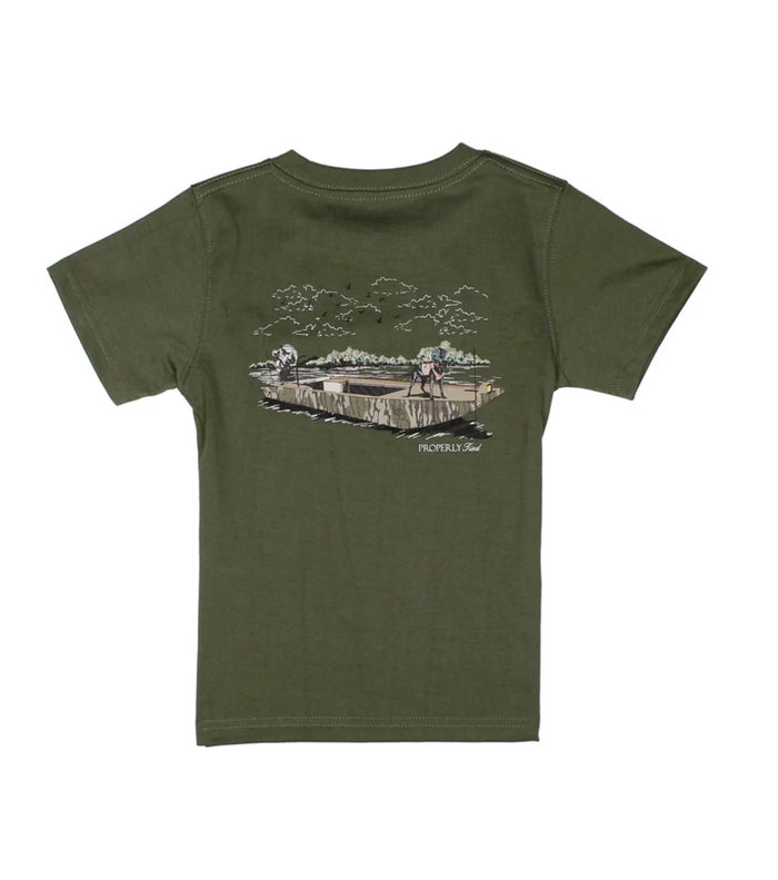 Properly Tied Boys Mossy Oak Boat Ride SS Olive