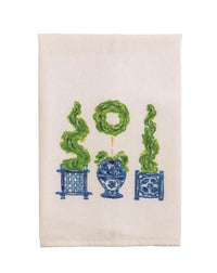 Mudpie Hand-painted white cotton towel.